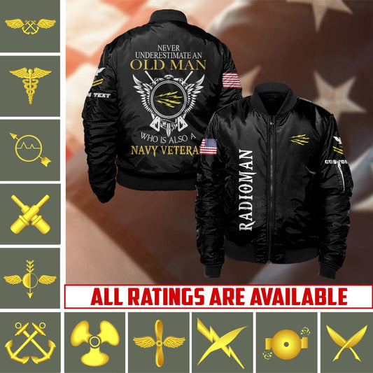 US Militär – Navy Rating Bomberjacke mit Allover-Print