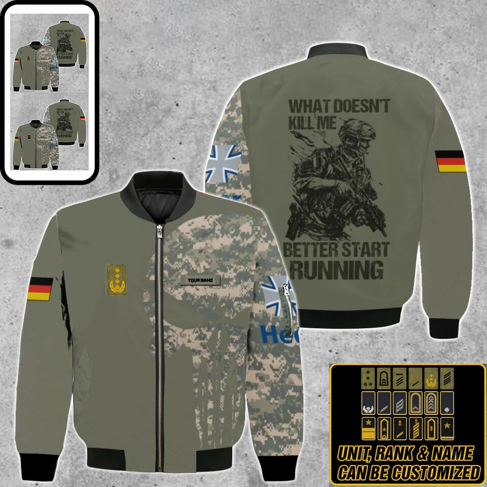 Personalized German Solider/ Veteran Camo With Name And Rank Bomber Jacket 3D Printed - 16776288