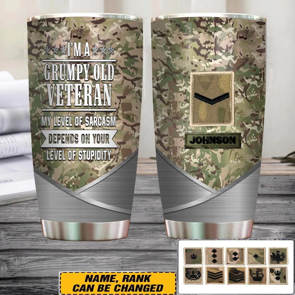 Personalized UK Soldier/  Veteran Camo Tumbler All Over Printed - 17068320