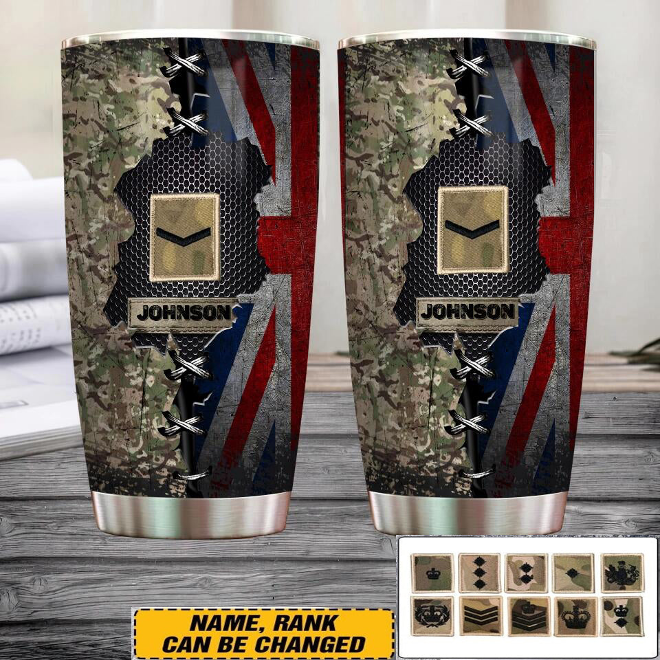 Personalized UK Soldier/  Veteran Camo Tumbler All Over Printed - 17068320