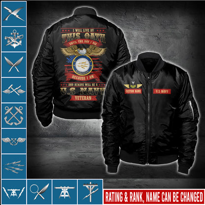 US Militär – Navy Rating Bomberjacke mit Allover-Print