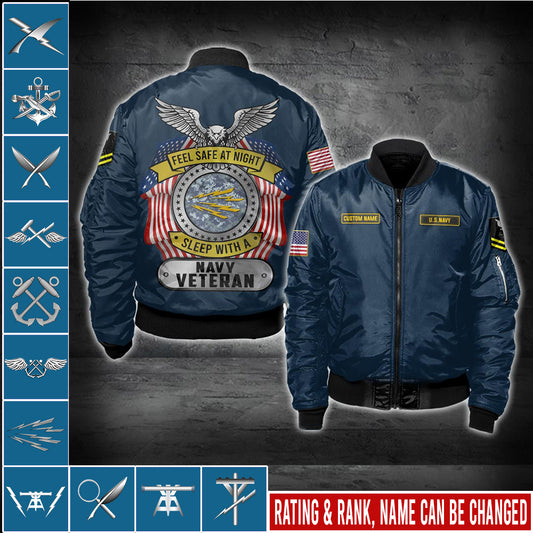 US Militär – Navy Rating Bomberjacke mit Allover-Print